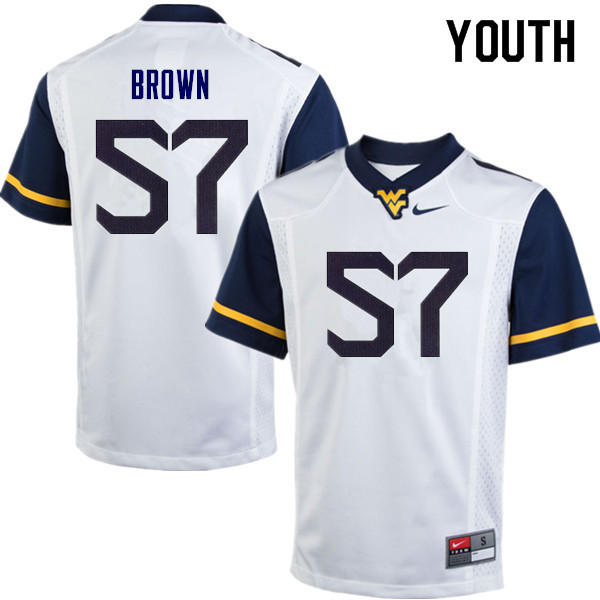 NCAA Youth Michael Brown West Virginia Mountaineers White #57 Nike Stitched Football College Authentic Jersey PI23T70JR